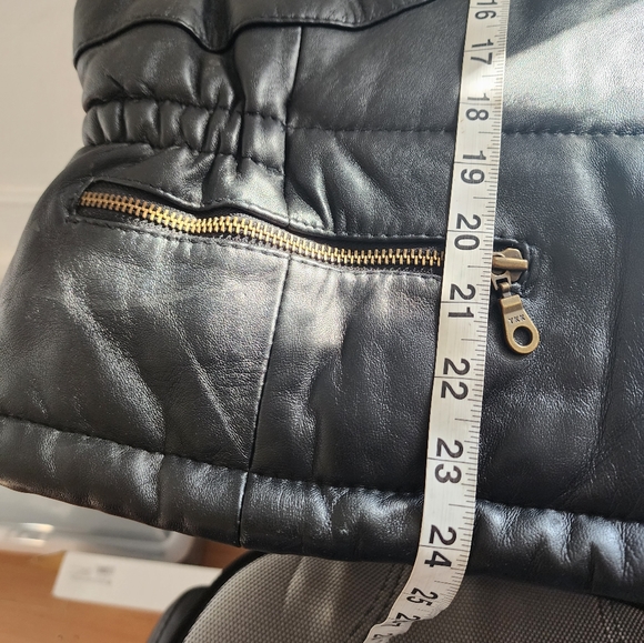 Hudson men's outwear black leather multiple zipper vest - Picture 4 of 8